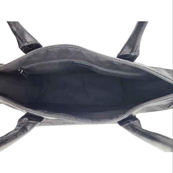 Gucci GG Canvas Nylon Leather Handbag Black Monogram Tote Bag 152283 - Picture 13 of 14